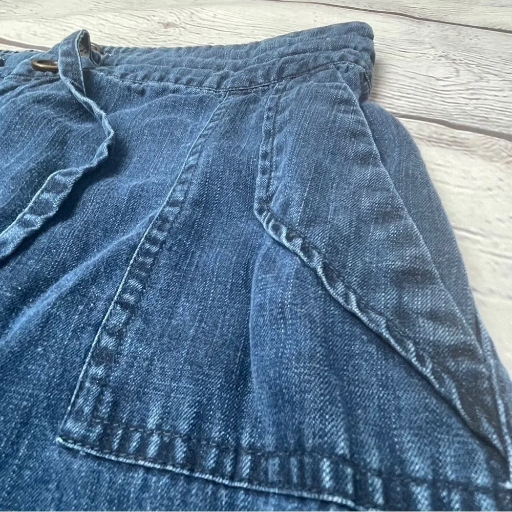 SOFT SURROUNDINGS women's soft blue tencel denim button cropped pants, size S P - Picture 7 of 13